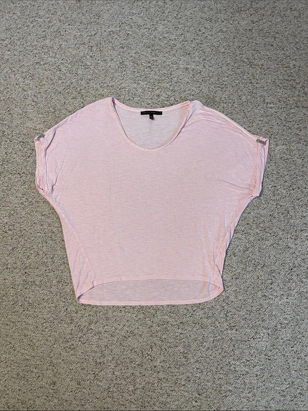 White House Black Market Light Pink Short Sleeve Scoop Top